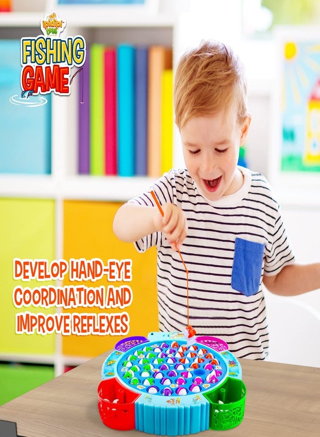IPIDIPI TOYS لعبة صيد السمك للأطفال من إيبيديبي تويز، 45 سمكة و8 صنارات - لعبة سمك مغناطيسية مع لوحة دوارة وموسيقى - نشاط لتنمية المهارات الحركية للأطفال الصغار، بنين وبنات من عمر 3 سنوات فما فوق - هدايا مميزة لحفلات الأطفال - Image 4